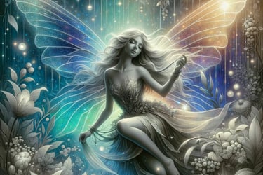 dreaming fairy seated in flauer tail color 