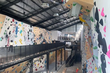 Indoor climbing gym in Canggu offering classes, rentals, and guided sessions.