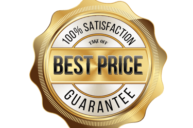 a gold badge with the words best price guarantee