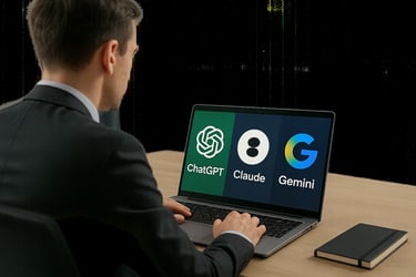 Business professional evaluating different AI models for project management applications
