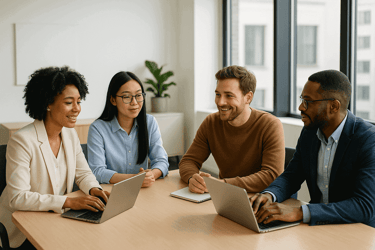 Small business team collaborating effectivily in a modern working enviroment