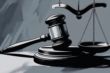 un martelletto da giudice ed una bilancia per emettere una sentenza eterna di assoluzione o condanna