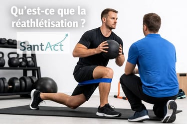 un homme fait de la réathlétisation avec son kiné et ostéo