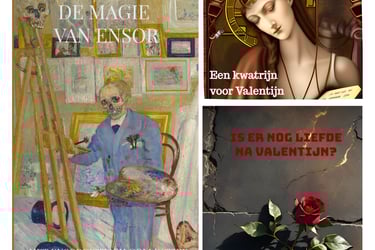 covers 'De magie van Ensor', 'Is er nog liefde na Valentijn?' en 'Een kwatrijn voor Valentijn'