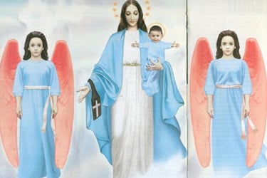 Représentation des apparitions de la Sainte Vierge Marie avec l'Enfant-Jésus et les anges à garabendael en Espagne avec l'Enf