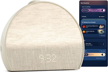 alarm clock with digital time in soft colors