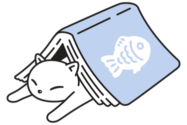 cat under a book