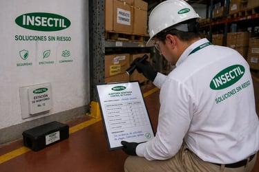 revisión de evidencia de plagas en almacén durante auditoría sanitaria