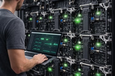 Technician Programming LED Display