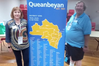 District Governor Andrea Grosvenor with RCQ Secretary Graham Wiggins