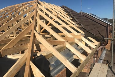 Roof repair in progress