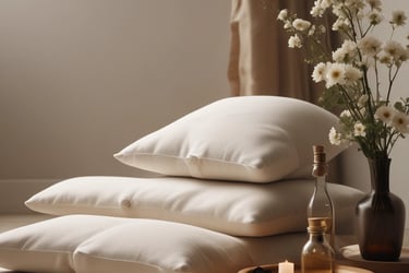 a table topped with bottles and a vase filled with flowers