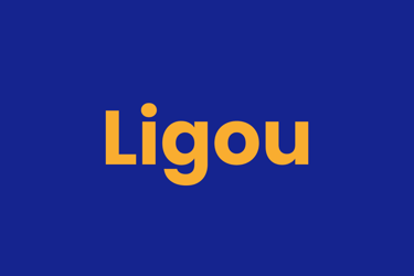 A imagem mostra um círculo com o texto "Ligou", em letras na cor laranja e o fundo azul.