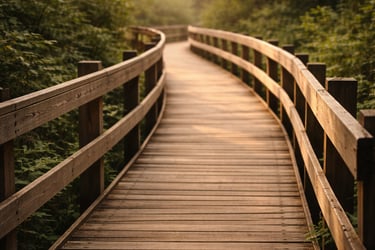 Uma ponte de madeira simbolizando a continuidade emocional