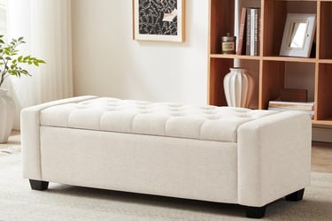 modern white ottoman storage bench