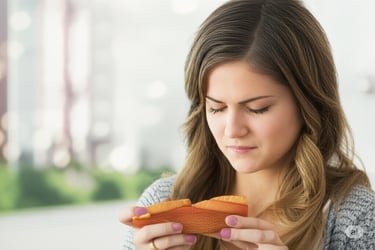 a woman holding a hot dog in a hot dog bundt