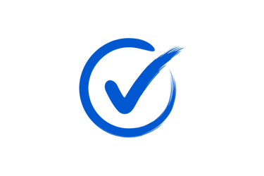 Big blue check mark surrounded by a blue circle.