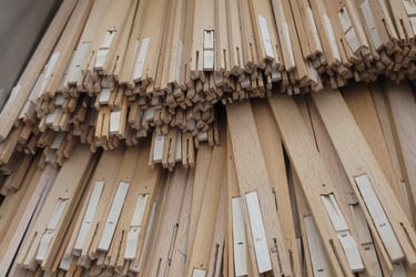 a bunch of harpsichord jacks sticking out of a box