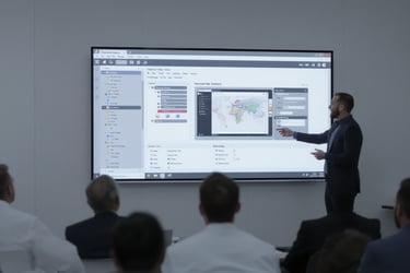 man presenting in a meeting