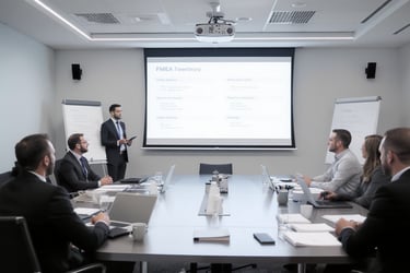 Meeting presentation in suits