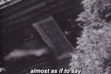 Film still from Future Knowledge by Tina Bikic showing Instagram story text, “almost as if to say.”