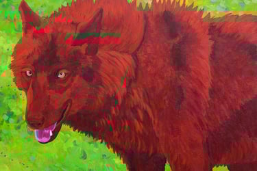 Wolf painting - acrylic. Visit Rachael's painting portfolio