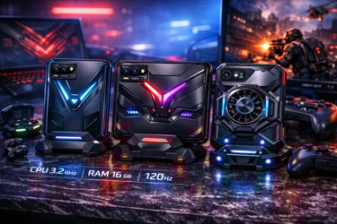 Smartphones gamers de alto desempenho com iluminação RGB, ventoinhas de resfriamento e especificaçõe