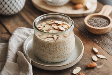 a jar of oatmeal with almonds and almonds