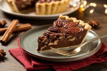 a slice of pie with pecani and pecani