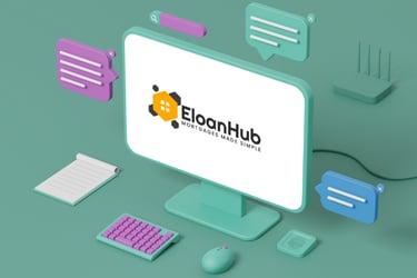 a computer monitor screen with a keyboard and a mouse EloanHUB