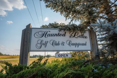 Entrance sign to Haunted Lakes Golf Club