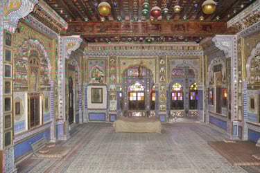 elaborately decorated rooms in the Mehrangarh fort, Jodhpur, Rajasthan, India