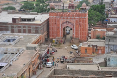 a view from a tall building in Jaipur, Rajasthan, India
