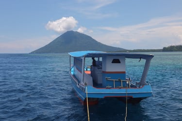 dive boats of Bunaken Island Marine Park, North Sulawesi, Indonesia
