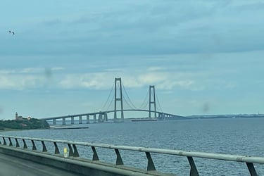 The great belt bridge icrossing the Great Belt strait between Danish islands of Zealand and Funen