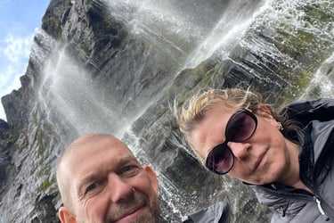 Flotane waterfall, flotvatnet lake, Aurland, Norway