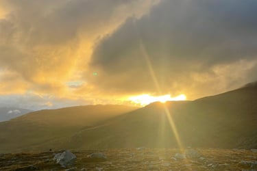 sunset in the mountains in Aurland, Norway