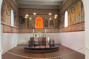 inside the church at Jelling, Denmark