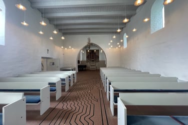inside the church at Jelling, Denmark