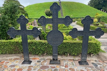 the gravestones in the church at Jelling, Denmark