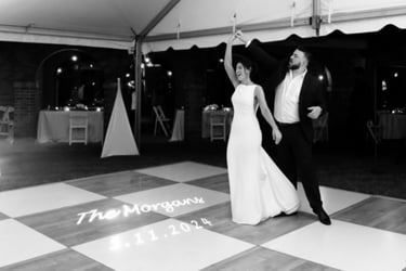 Bride and groom at wedding reception