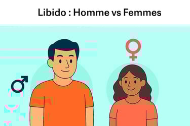 Illustration d’un homme et d’une femme représentant la différence de libido entre les sexes, libido hommes vs femmes, sante s