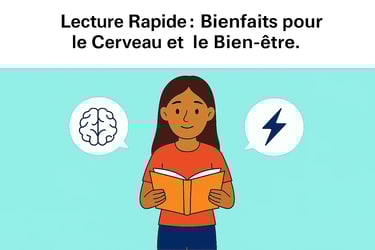 une femme souriante tenant un livre, symbolisant les bienfaits cognitifs et énergétiques de la lecture rapide. bien etre gene