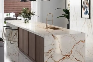 bancada pia de cozinha quartzo luxury golden veil marmoraria domingues
