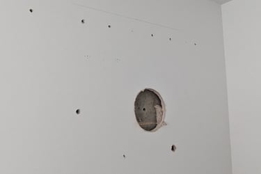 Marking the wal and starting the drilling