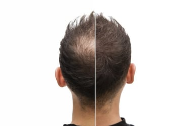 before and after picture of a man's hair