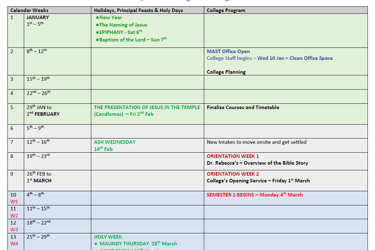 Click to Open Annual Calendar