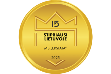 CreditInfo 15 Stipriausių Lietuvoje 2025 medalas – MB Ekstata statybų ekspertizė