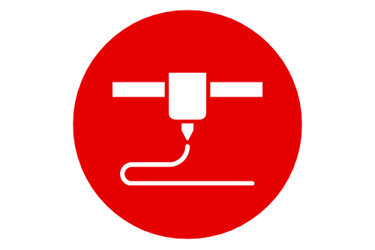 a red and white sign with a cable cord cord connected to a plugged outlet