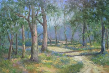 pathway walk into the woods painting